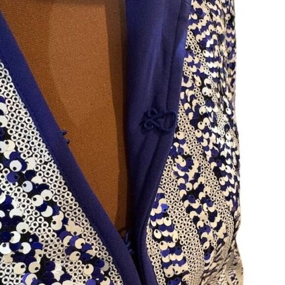 Carlisle Blue and White Sequin Women’s Blazer with Hook & Eye Closure – Size 10 - Picture 4 of 10